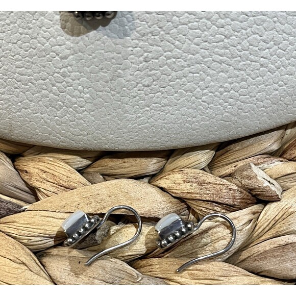 Silpada Sterling 925 Button Frame Mother of Pearl EARRINGS Necklace SET Italy - Picture 2 of 10